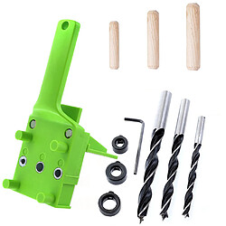 Jeu de goujons de travail du bois professionnel guide de forage de trou de bois outils de bricolage 11PC - vert