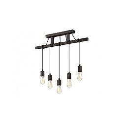 Lumière Suspension Leon Bois,acier Wenge 5 ampoules 74cm