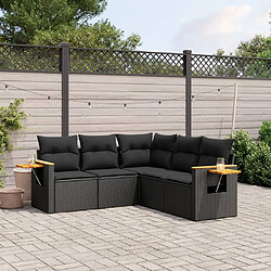 Maison Chic Salon de jardin 5 pcs avec coussins | Ensemble de Table et chaises | Mobilier d'Extérieur noir résine tressée -GKD14213