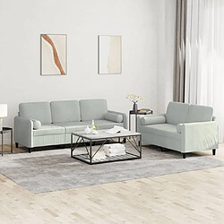 Maison Chic Ensemble de canapés 2 pcs avec coussins, Canapé droit Sofa pour Salon gris clair velours -GKD265268