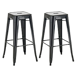 Decoshop26 Lot de 2 tabourets de bar style industriel en métal avec repose-pieds noir TDB10119