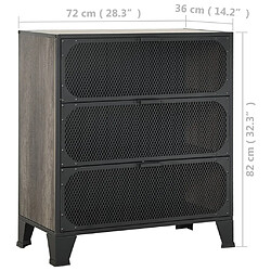 vidaXL Armoire de rangement - Gris/Métal pas cher