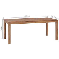 vidaXL Table à dîner Bois de teck et finition naturelle 180x90x76 cm pas cher