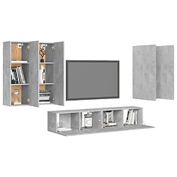 Avis Maison Chic Ensemble de meubles TV 6 pcs | Banc TV Moderne pour salon | Meuble de Rangement - Gris béton Aggloméré -MN91497