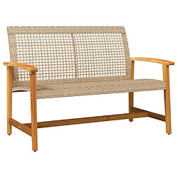 vidaXL Banc de jardin beige 112 cm résine tressée et bois d'acacia