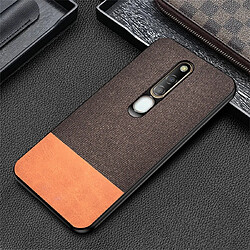 Wewoo Coque Rigide Housse de protection en tissu PU épissage antichoc pour OPPO F11 Pro Marron