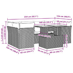 vidaXL Salon de jardin avec coussins 7 pcs gris résine tressée pas cher