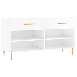 Maison Chic Banc à chaussures | Meuble de rangement à chaussures Meuble d'Entrée blanc brillant 102x35x55 cm bois d'ingénierie -MN36298