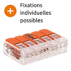 Borne de raccordement S221 Compact - Connexion rapide - 5 conducteurs avec leviers 4mm² - orange - Wago pas cher