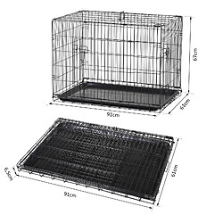 Avis Pawhut Cage caisse de transport pliante pour chien en métal noir 91 x 61 x 67 cm