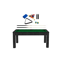 Jardindeco Billard convertible table 6 personnes Texas + pack accessoires Confort noir boisé et vert (tapis)