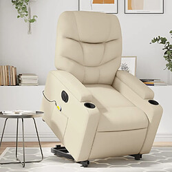 Maison Chic Fauteuil Relax pour salon, Fauteuil inclinable de massage électrique crème similicuir -GKD97817