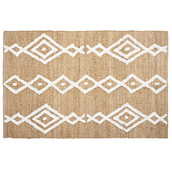 Atmosphera, Createur D'Interieur Tapis Ethnique en jute modèle Tuft - 120 x 170 cm - Blanc et Beige