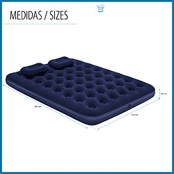 Acheter Matelas de Camping Gonflable Bestway Horizon Double 191x137x22 cm Supporte jusqu'à 300 Kg avec Gonfleur et 2 Oreillers Couleur Bleu