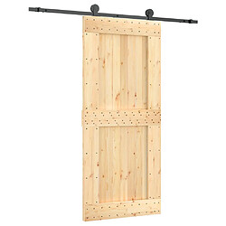 vidaXL Porte coulissante et kit de quincaillerie 90x210 cm pin massif