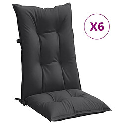 vidaXL Coussins de chaise à dossier haut lot de 6 anthracite mélangé