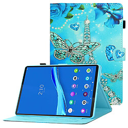 Etui en PU avec support, porte-carte et porte-stylo Papillon/tour pour votre Samsung Galaxy Tab A8 10.5 (2021) X205/X200