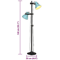 vidaXL Lampadaire 25 W bleu délavé 25x25x90/140 cm E27 pas cher