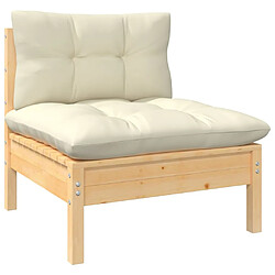 Avis Maison Chic Salon de jardin 10 pcs + coussins - Mobilier/Meubles de jardin - Table et chaises d'extérieur crème Bois de pin solide -MN30565