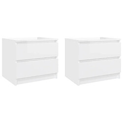 vidaXL Tables de chevet 2 pcs Blanc brillant 50x39x43,5 cm Aggloméré