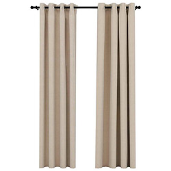 vidaXL Rideaux occultants aspect lin avec œillets 2pcs beige 140x225cm