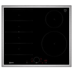 Table de cuisson induction 60cm 4 feux 7400w inox/noir - T66SHE4L0 - NEFF