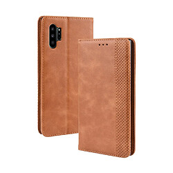 Wewoo Housse Coque Étui en cuir à boucle magnétique avec rétro pour Crazy Horse Texture horizontale Galaxy Note10 Proavec support et fentes cartes et cadre photo Marron