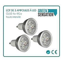 Desineo lot de 3 Ampoules à LED GU10 4W haute intensité GreenSensation