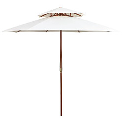 Maison Chic Parasol Jardin | Parasol de terrasse 270 x 270 cm Poteau en bois Blanc crème - GKD28790