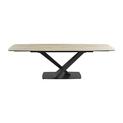 Avis Vente-Unique Table à manger extensible 6 à 10 personnes en verre trempé, céramique et métal - Naturel clair et Noir - MALATA de Maison Céphy