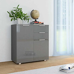 Maison Chic Commode Buffet - Meuble de rangement Gris brillant 71x35x80 cm Bois d'ingénierie -GKD98416