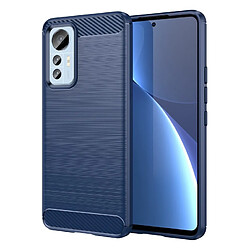 Htdmobiles Coque pour Xiaomi 12 Lite 5G - housse etui silicone gel carbone + verre trempe - BLEU FONCE