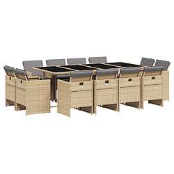 vidaXL Ensemble à manger de jardin et coussins 13 pcs mélange beige