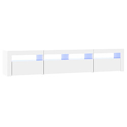 Maison Chic Meubles TV avec lumières LED - Banc TV pour salon Blanc brillant 210x35x40 cm -MN29637