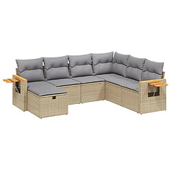 vidaXL Salon de jardin avec coussins 7pcs mélange beige résine tressée