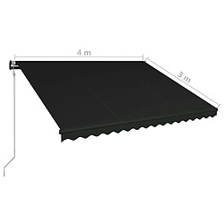 vidaXL Auvent rétractable capteur de vent et LED 400x300cm Anthracite pas cher