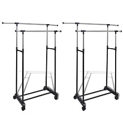 vidaXL Porte-manteaux réglables 2 pcs 2 rails d'accrochage