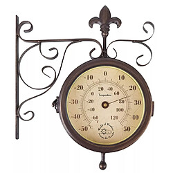 Avis Decoshop26 Horloge d'extérieur gare avec thermomètre Design 25x8,7x28,5 cm DEC022205