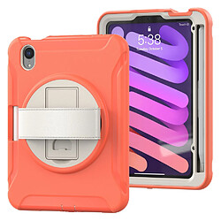 Coque en TPU hybride avec béquille rotative à 360° et dragonne orange corail pour votre Apple iPad mini (2021)