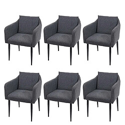 Decoshop26 Lot de 6 chaises de salle à manger moderne et confortable en tissu/textile gris foncé 04_0000670