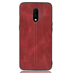 Wewoo Coque Pour OnePlus 7 Antichoc Peau de vache à coudre Motif PC + PU + TPU Case Rouge