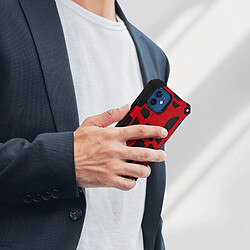 Avizar Coque iPhone 12 Mini Antichoc Coins Bumper Béquille Magnétique Métallisé rouge pas cher