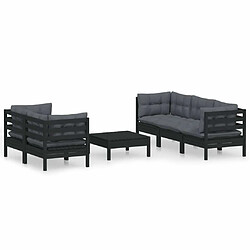 Maison Chic Salon de jardin 6 pcs + coussins - Mobilier/Meubles de jardin - Table et chaises d'extérieur anthracite Bois de pin -MN34382