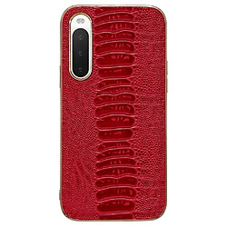 Coque en TPU + cuir véritable texture crocodile, anti-chutte, électroplaqué pour votre Sony Xperia 10 IV 5G - rouge