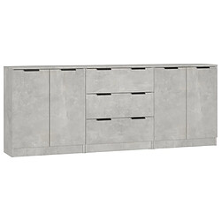 vidaXL Buffets 3 pcs gris béton bois d'ingénierie