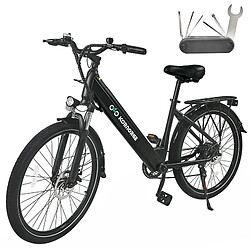 Vélo électrique Kornorge, moteur 350 W, batterie 36 V/12,5 Ah, pneus 26 pouces, C7 - Noir Vélo électrique Kornorge, moteur 350 W, batterie 36 V/12,5 Ah, pneus 26 pouces, vitesse maximale 32 km/h, autonomie 50 km, frein à disque mécanique, C7– Noir