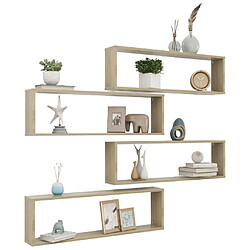 Avis Maison Chic Lot de 4 Étagères cube murales,Etagère de rangement flottantes Chêne Sonoma 100x15x30 cm Aggloméré -MN11168