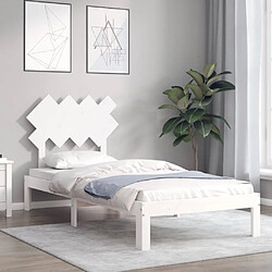 Acheter Maison Chic Lit adulte - Cadre Structure de lit avec tête de lit Contemporain blanc 90x200 cm bois massif -MN55457