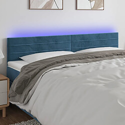 Maison Chic Tête de lit scandinave à LED,meuble de chambre Bleu foncé 160x5x78/88 cm Velours -MN35279