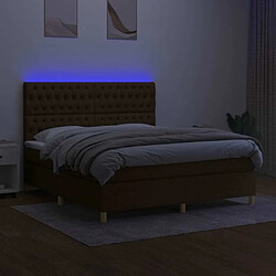 Acheter Maison Chic Lit adulte- Lit + matelas + LED,Sommier à lattes de lit matelas et LED Marron foncé 160x200 cm -GKD10170